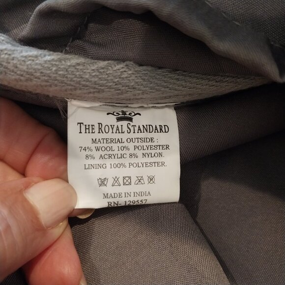 The Royal Standard Gray Wool Blend Large Tote Bag Purse 17" x 12" Leather Handle - Picture 9 of 9